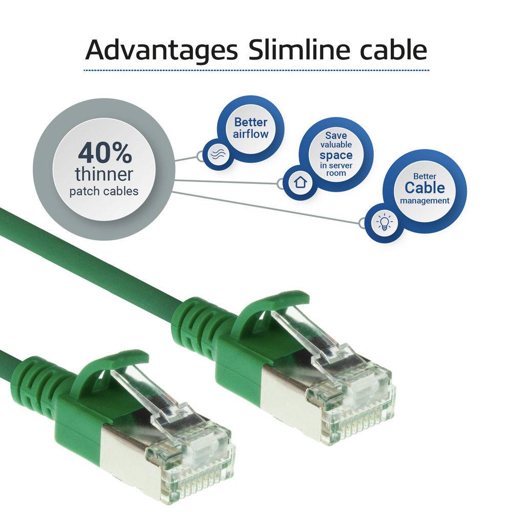 ACT DC7752 LSZH U/FTP CAT6A Datacenter Slimline Patchkabel Snagless | RJ45 Connectoren | Groen | 25 cm-2