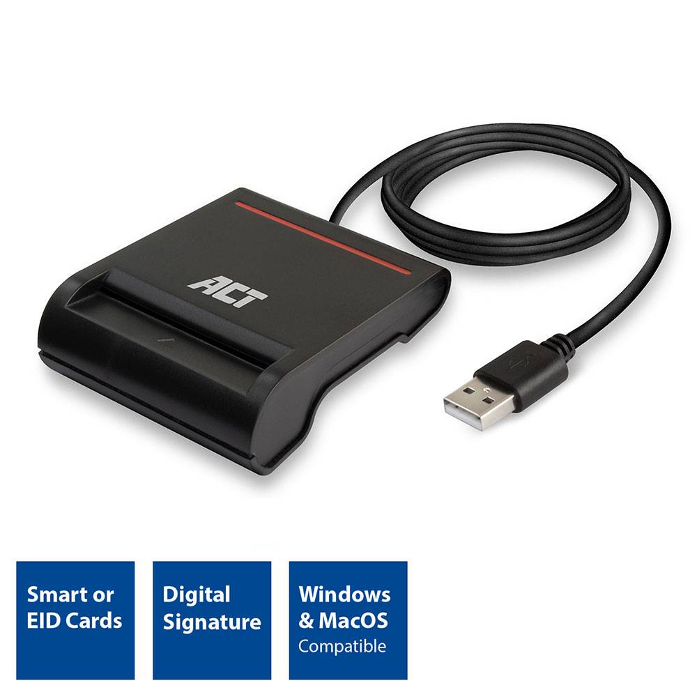 ACT AC6015 Smartcard eID Kaartlezer | Extern | USB 2.0 | Zwart-1