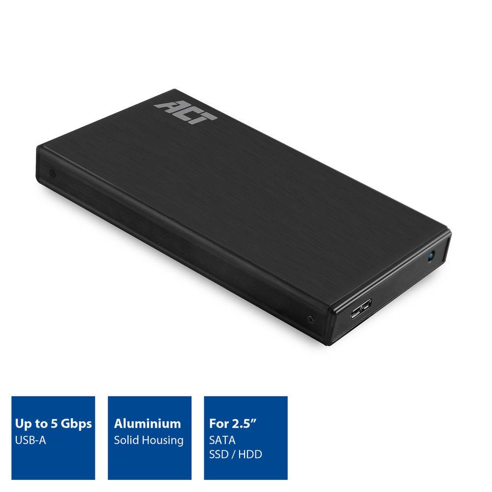 ACT AC1200 2.5" SATA Hardeschijf Behuizing | USB 3.2 Gen1 | Aluminium | Zwart-2