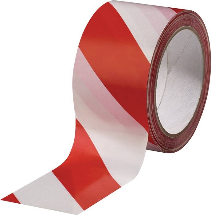Waarschuwingsmarkeringsband PVC rood/wit lengte 66 m breedte 60 mm wiel