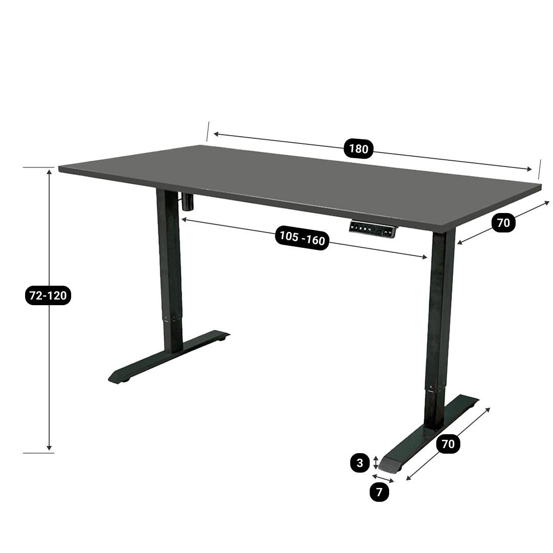 Elektrisch verstelbaar bureau - 180x80 cm - Zwart / Antraciet-2
