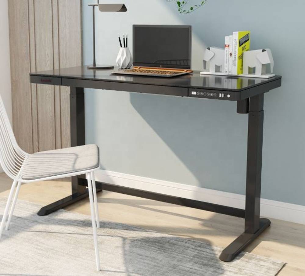 Elektrisch verstelbaar bureau -Zwart glas - 120x60 cm-1
