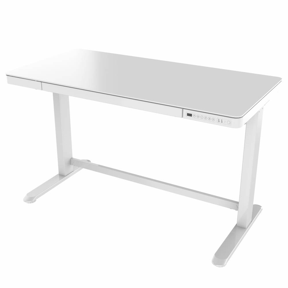 Elektrisch verstelbaar bureau - Wit glas - 120x60 cm-0