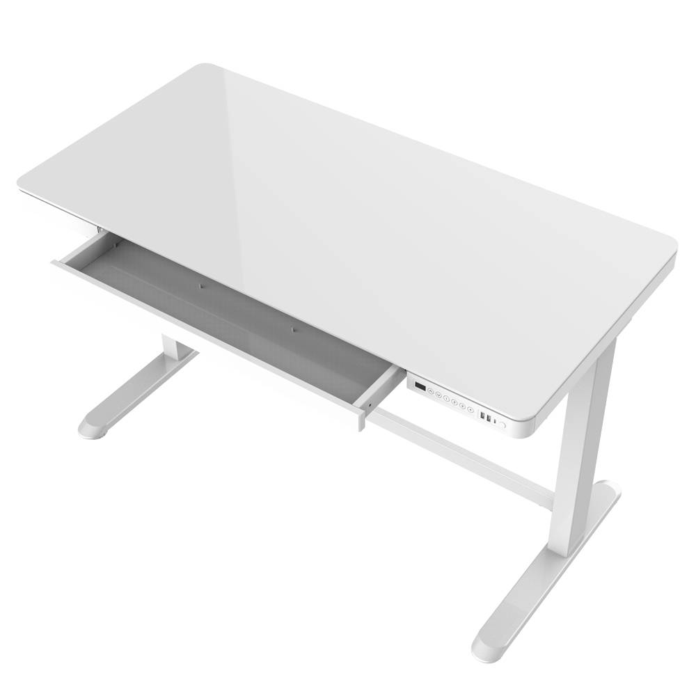 Elektrisch verstelbaar bureau - Wit glas - 120x60 cm-1