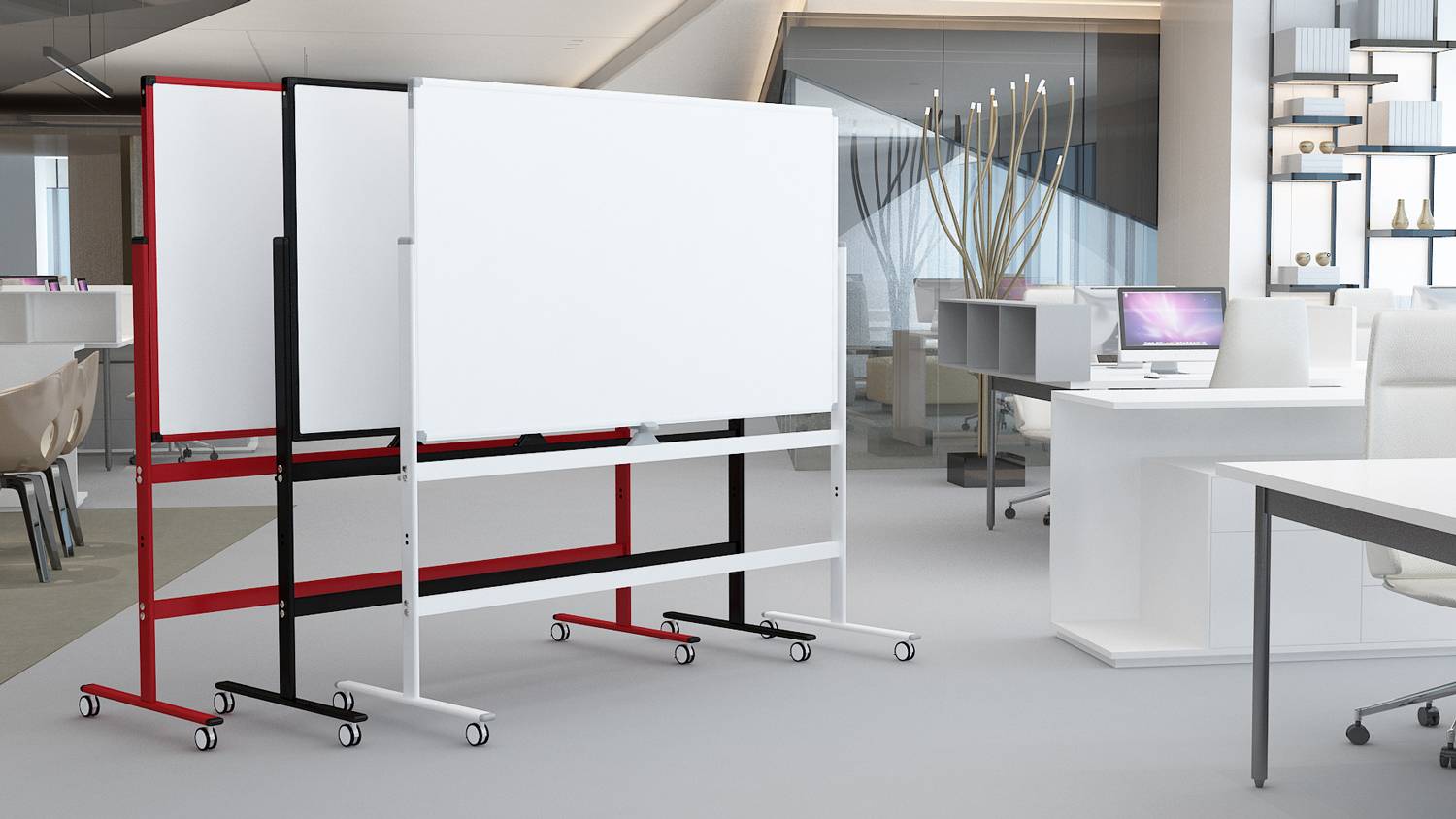 Verrijdbaar whiteboard zwart 120x180 cm dubbelzijdig en magnetisch-4