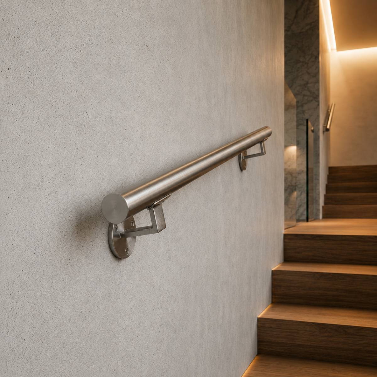 RVS Geborsteld Trapleuning 60 cm + 2 houders-2