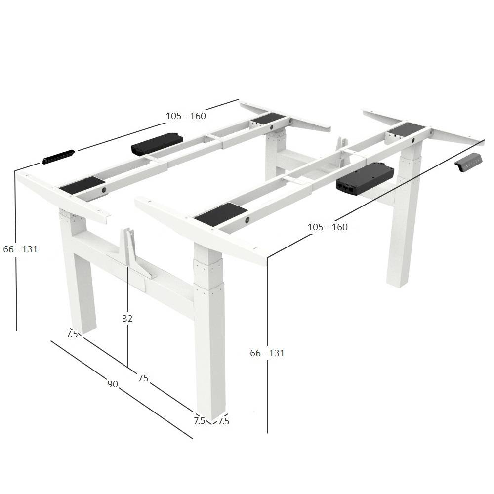 Bureau onderstel duo - Dual motor - Wit-2