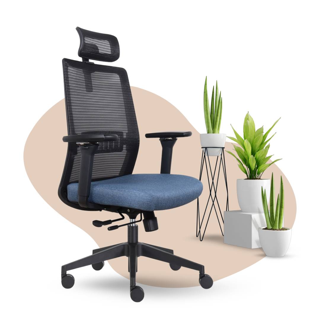 Bureaustoel Napoli Deluxe 4D - NEN-EN 1335 - Blauw-1