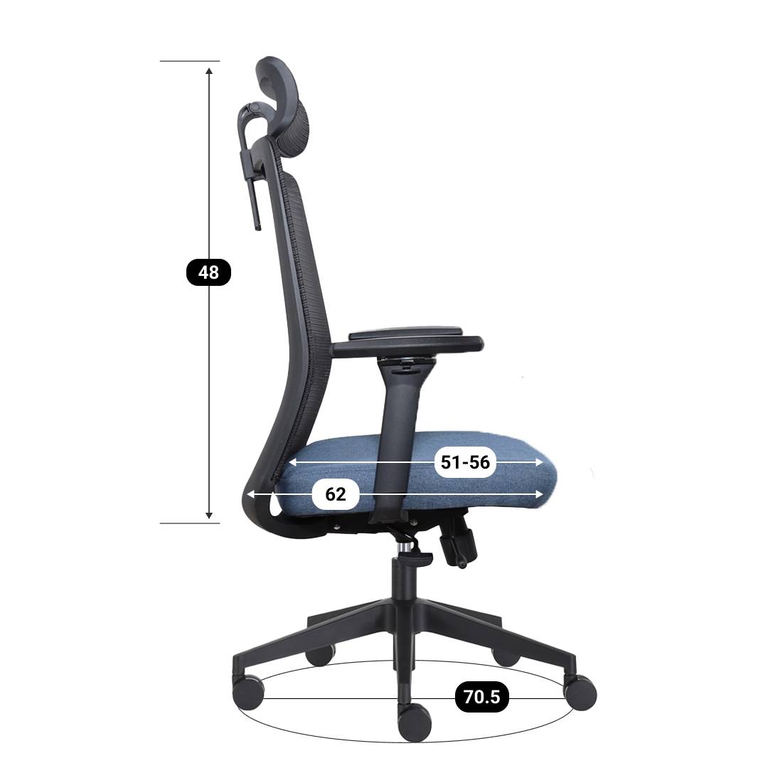 Bureaustoel Napoli Deluxe 4D - NEN-EN 1335 - Blauw-3