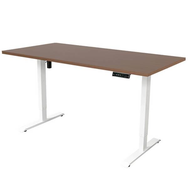 Verstelbaar bureau 140x80 cm - Single - Wit / Donker eiken