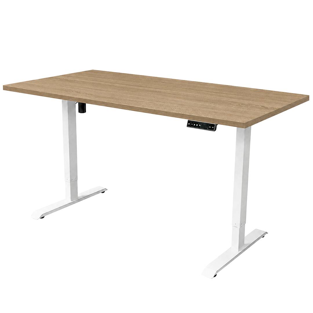 Elektrisch verstelbaar bureau - 180x80 cm - Wit / Eiken-0