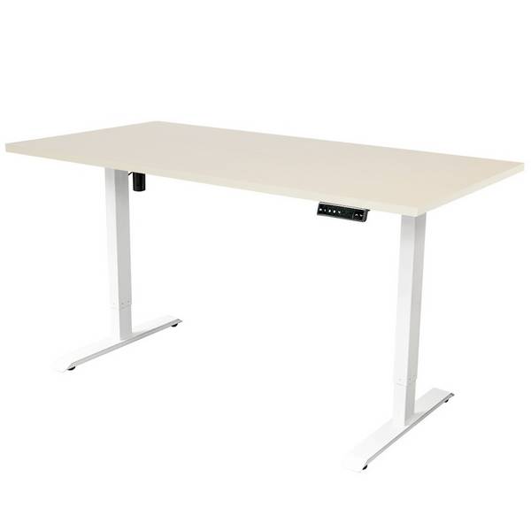 Elektrisch Verstelbaar bureau 140x80 cm - Single - Wit / Licht eiken