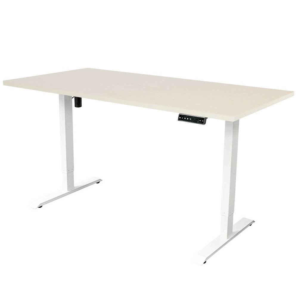 Elektrisch Verstelbaar bureau 140x80 cm - Single - Wit / Licht eiken-0
