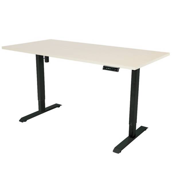 Elektrisch verstelbaar bureau - 180x80 cm - Single motor - Zwart / Licht eiken