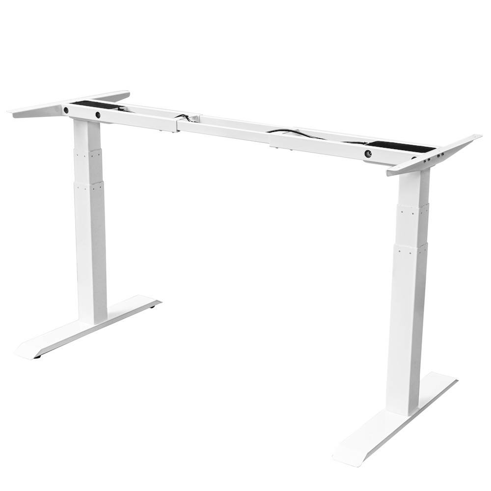 Elektrisch verstelbaar bureau - 140x80 cm - Dual motor - Wit / Donker eiken-4