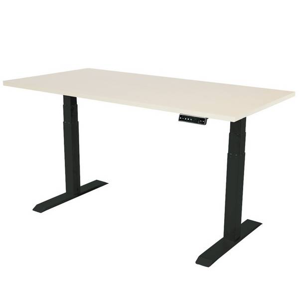 Verstelbaar bureau 180x80 cm - Dual - Zwart / Licht eiken