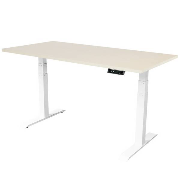 Elektrisch verstelbaar bureau - 160x80 cm - Dual motor - Wit / Licht eiken