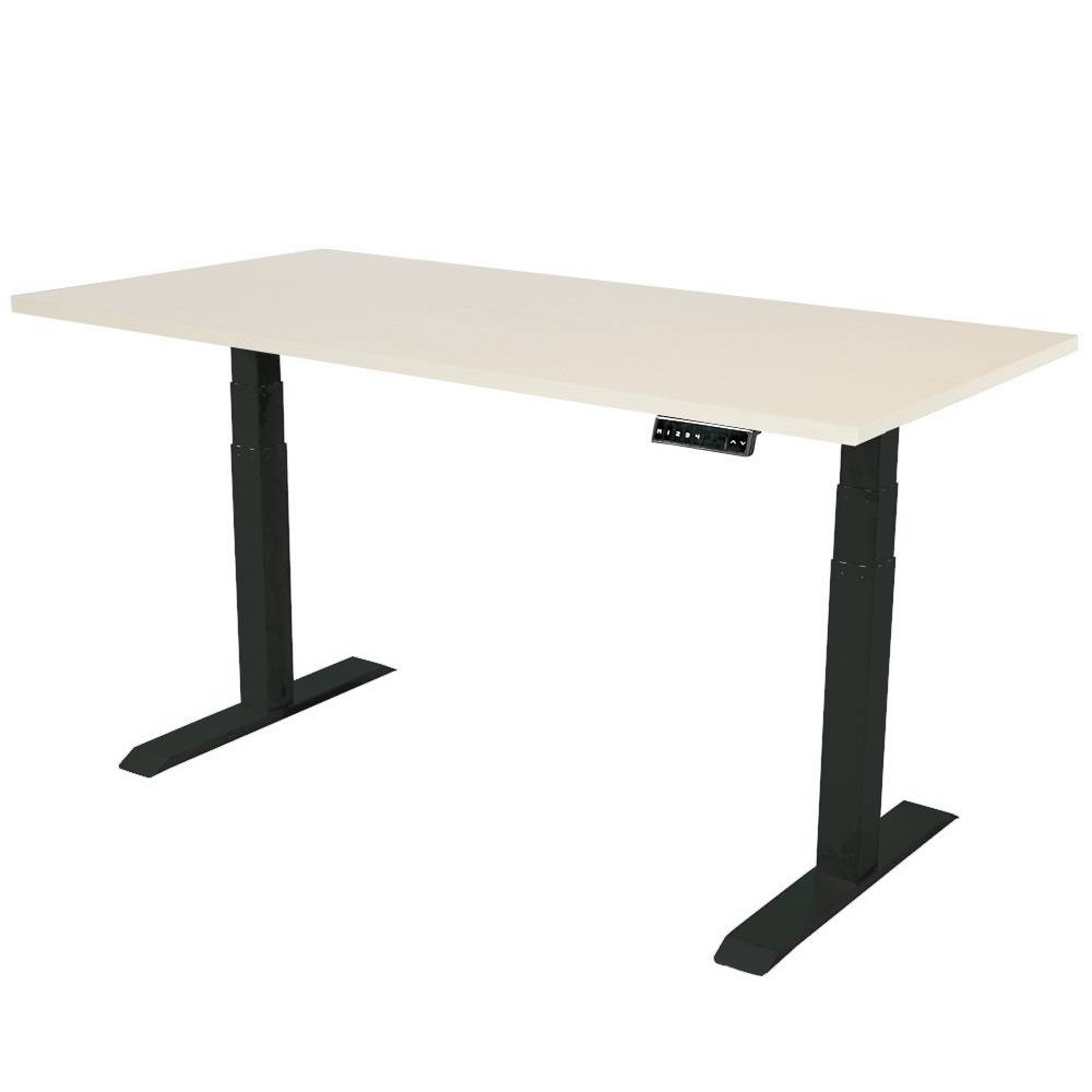 Elektrisch verstelbaar bureau - 160x80 cm - Dual motor - Zwart / Licht eiken-0