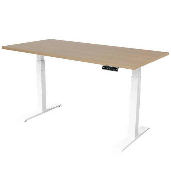 Verstelbaar bureau Dual Motor - 150x80 cm - Wit / Eiken