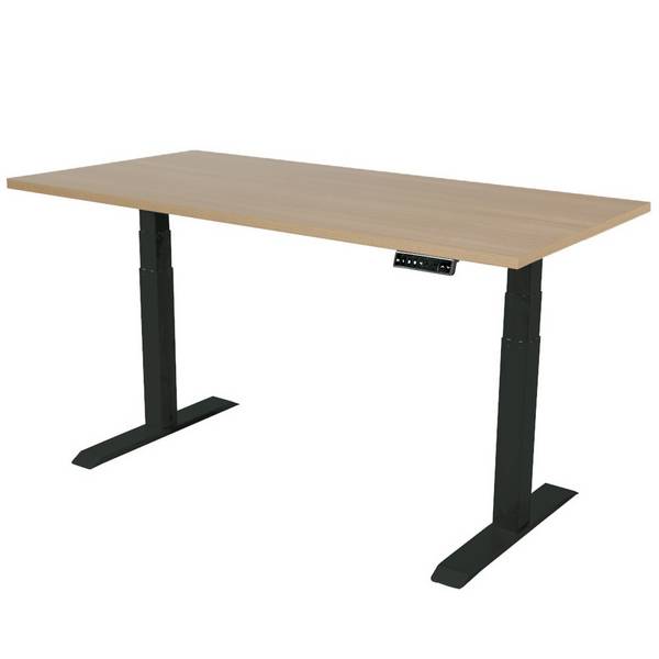 Elektrisch verstelbaar bureau - 180x80 cm - Dual motor - Zwart / Eiken