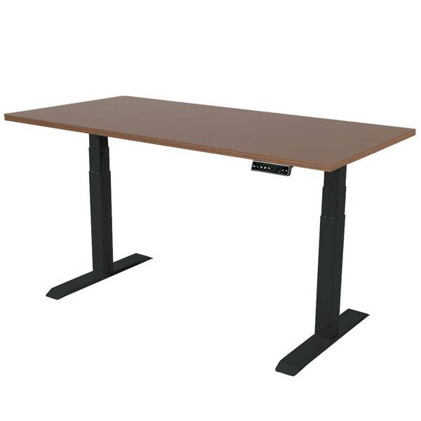 Elektrisch Verstelbaar bureau 140x80 cm - Dual - Zwart / Donker eiken