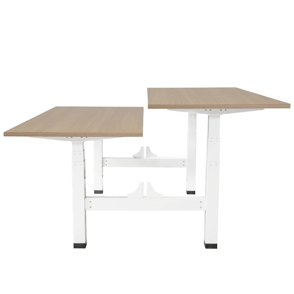 Verstelbaar duo bureau - 140x80 cm - Wit / Eiken-1
