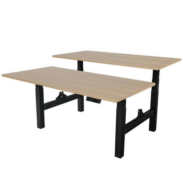Verstelbaar duo bureau - 140x80 cm - Zwart / Eiken