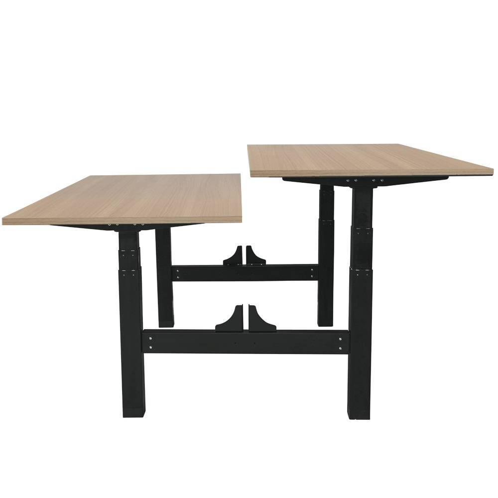 Verstelbaar duo bureau - 140x80 cm - Zwart / Eiken-1