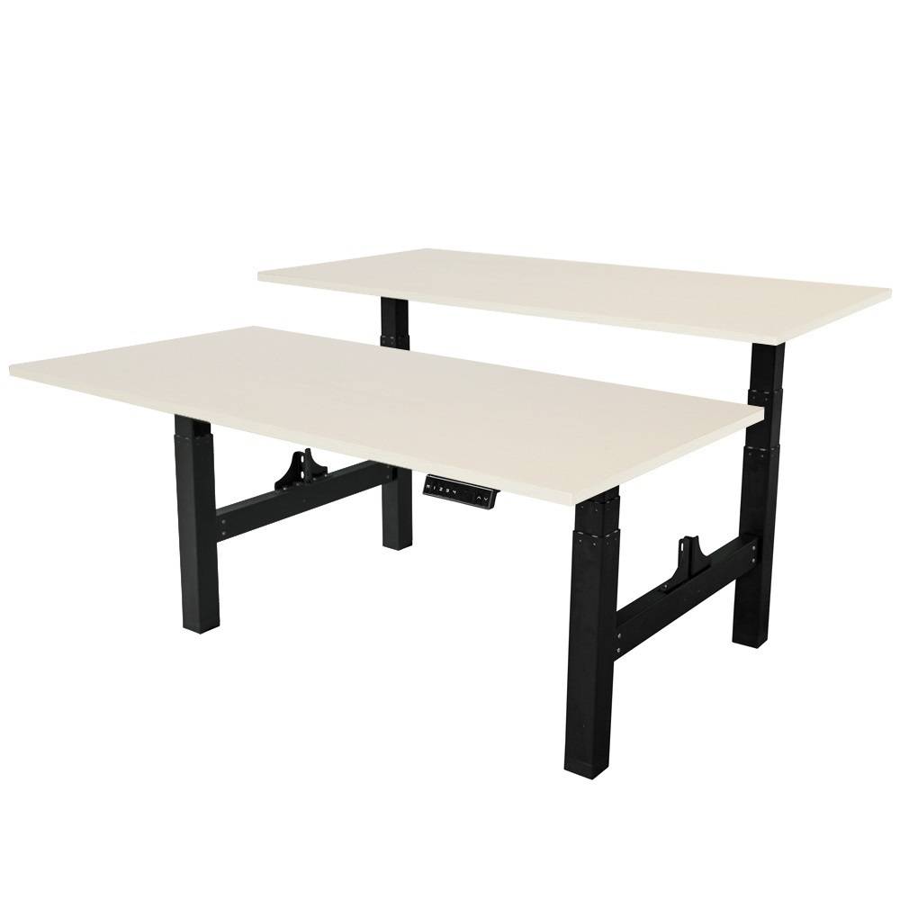Verstelbaar duo bureau - 140x80 cm - Zwart / Licht eiken-0