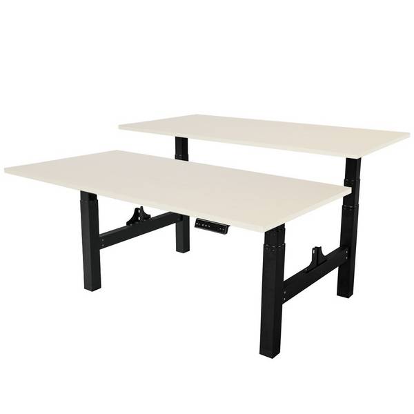 Verstelbaar duo bureau - 140x80 cm - Zwart / Licht eiken