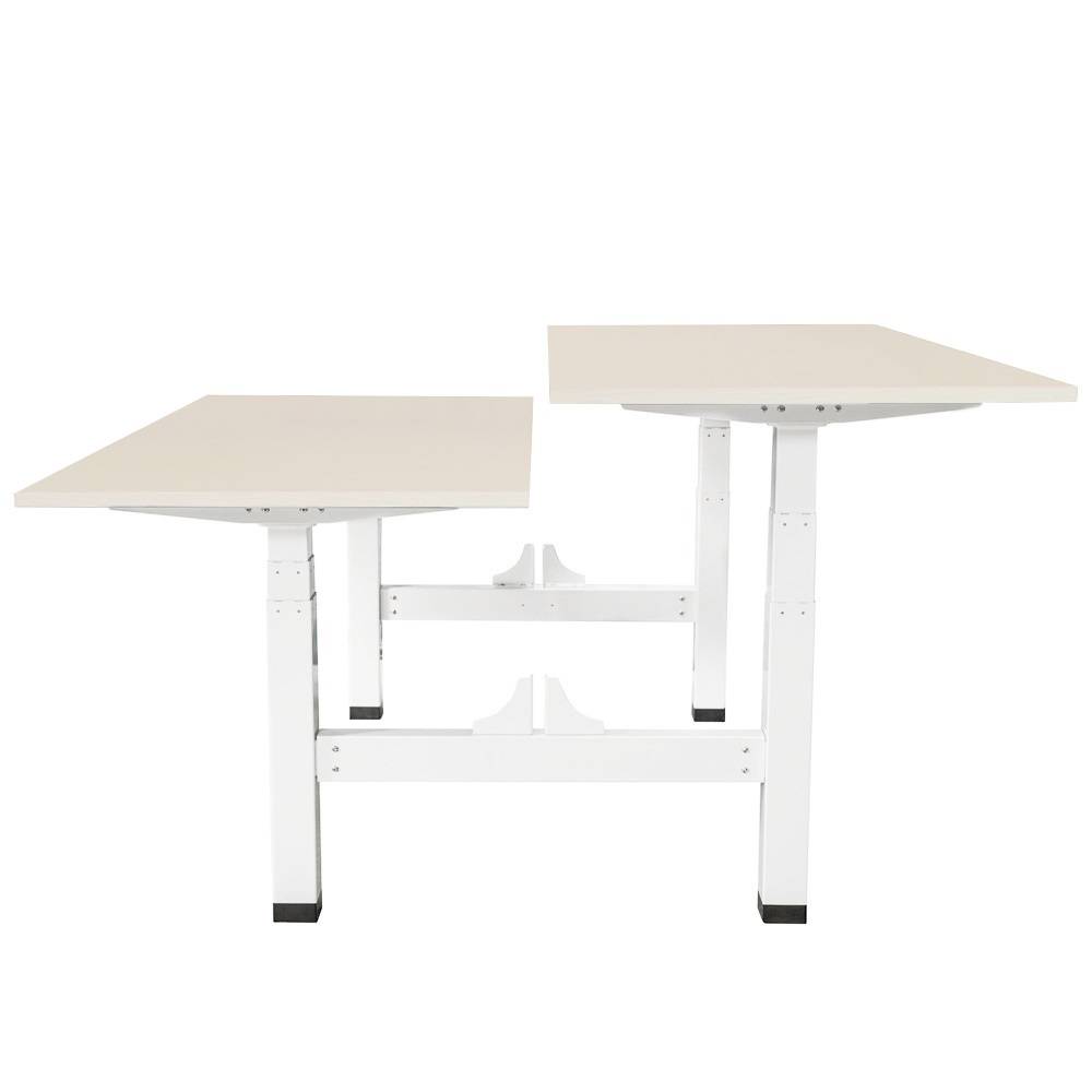 Elektrisch Verstelbaar duo bureau - 160x80 cm - Wit / Licht eiken-3