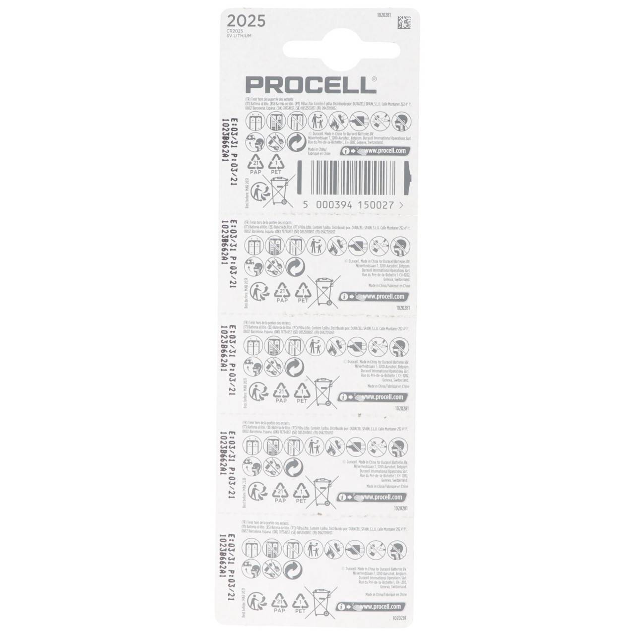 Duracell Procell lithium CR2025 blister 5-1