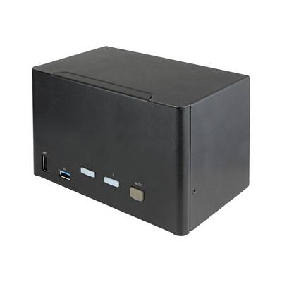 2 Port Quad Monitor DisplayPort KVM Switch - Desktop 4K 60Hz DP 1.2 KVM met 2 Port USB 3.0 Hub (5Gbps) & 4x USB 2.0 - 2-0