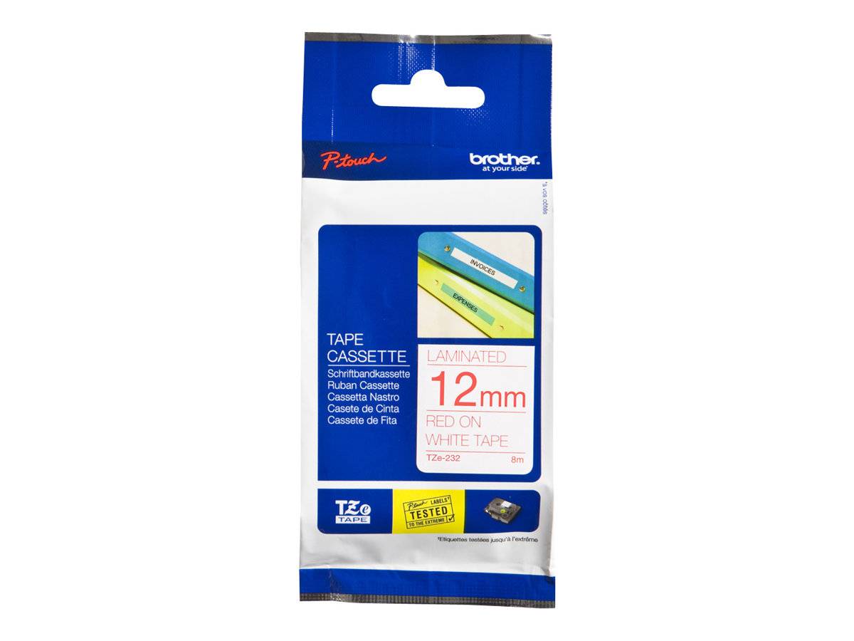Labeltape Brother P-touch TZe-232 standaard 12mm rood op wit