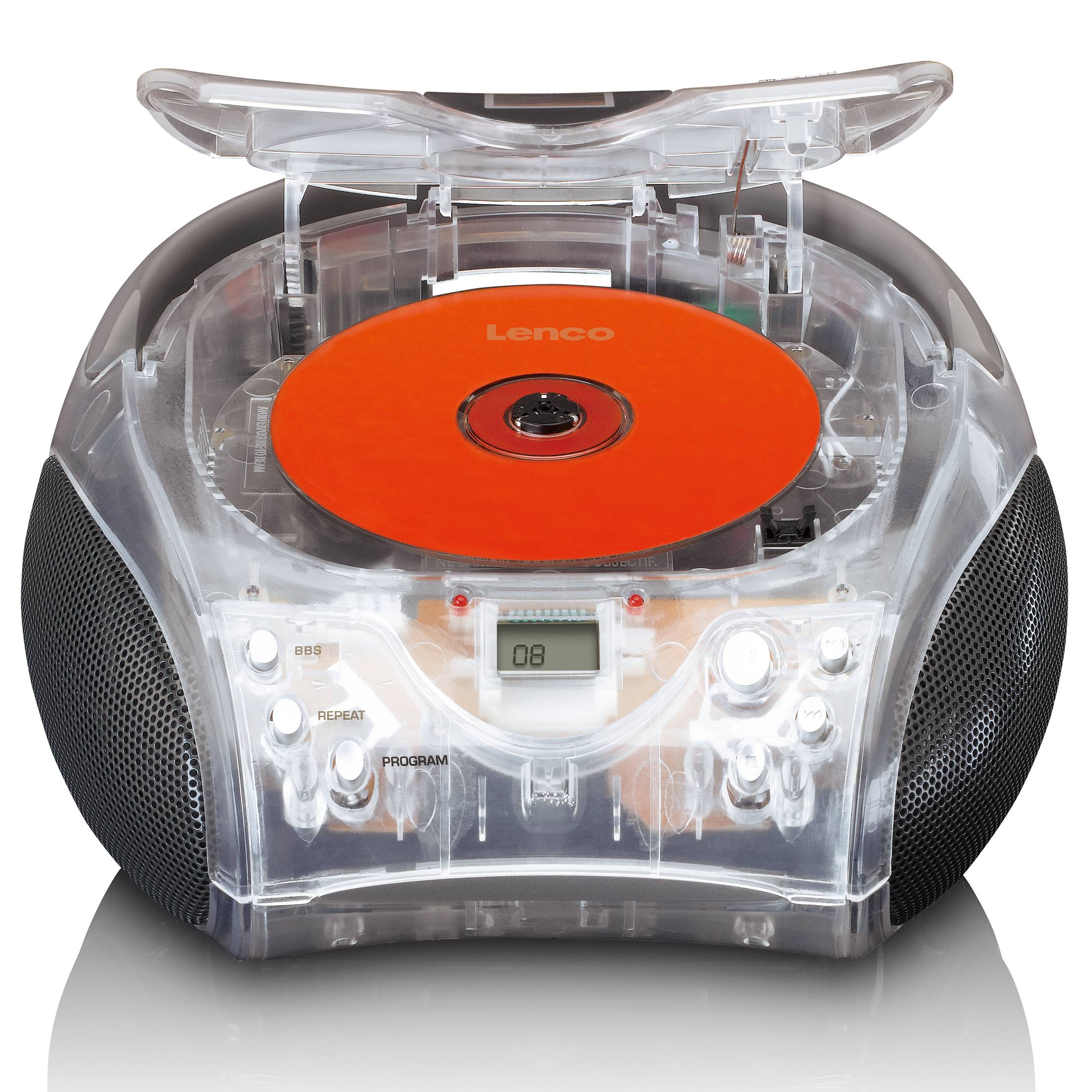 LENCO SCD-24TR - Draagbare stereo FM radio met CD-speler - Transparant-0