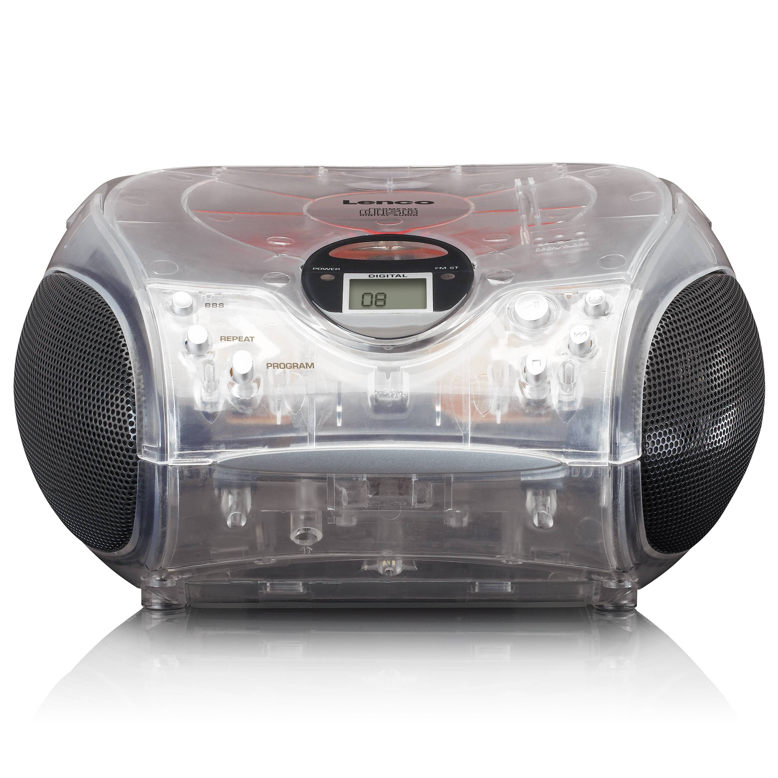 LENCO SCD-24TR - Draagbare stereo FM radio met CD-speler - Transparant-3