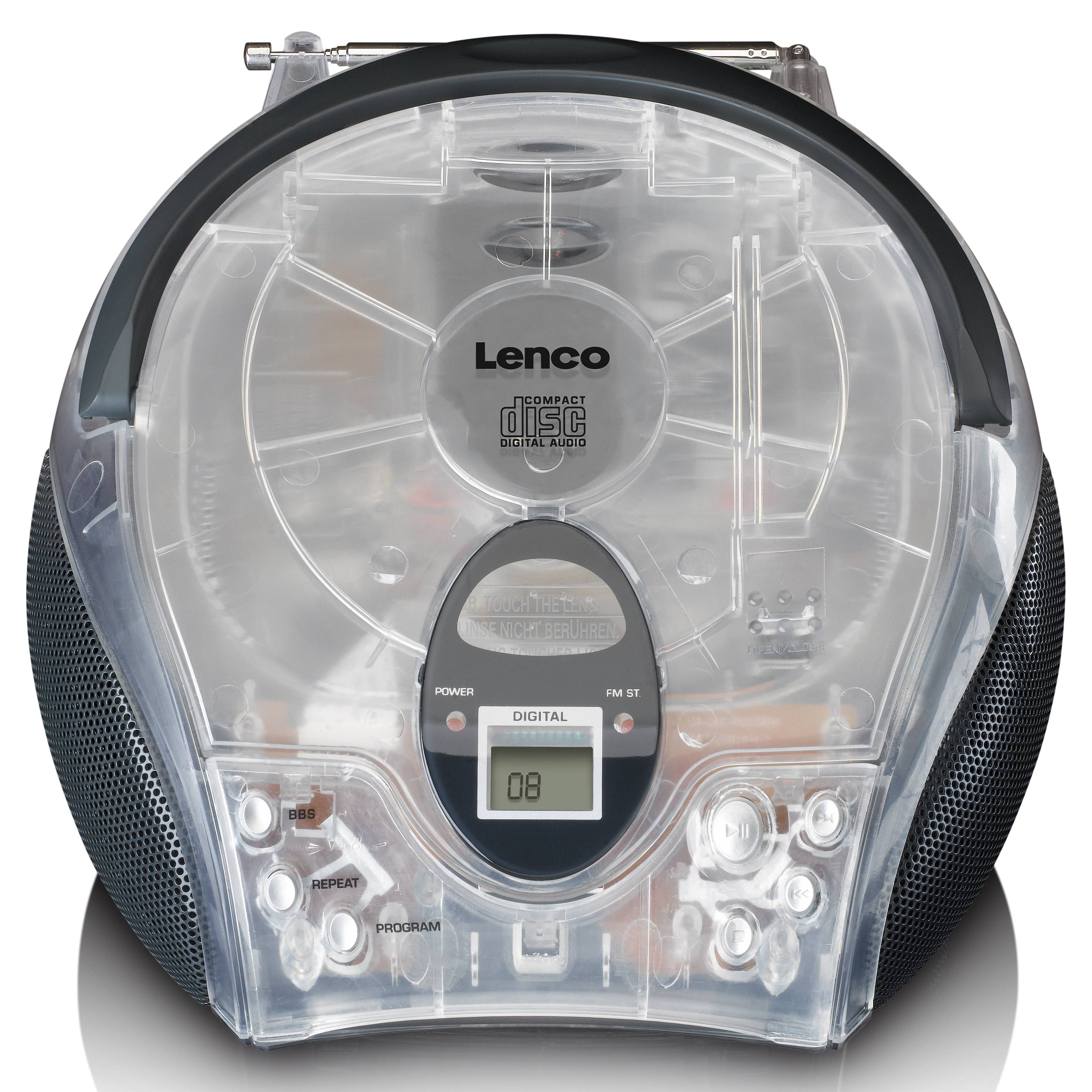 LENCO SCD-24TR - Draagbare stereo FM radio met CD-speler - Transparant-4