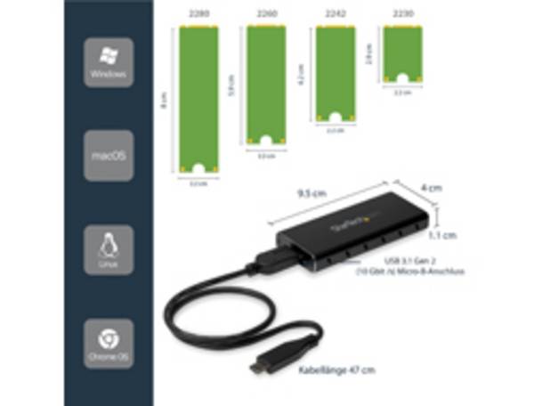 StarTech.com M.2 naar SATA SSD behuizing - USB 3.1 (10Gbps) met USB-C kabel - externe M.2 SSD behuizing - aluminium - 1