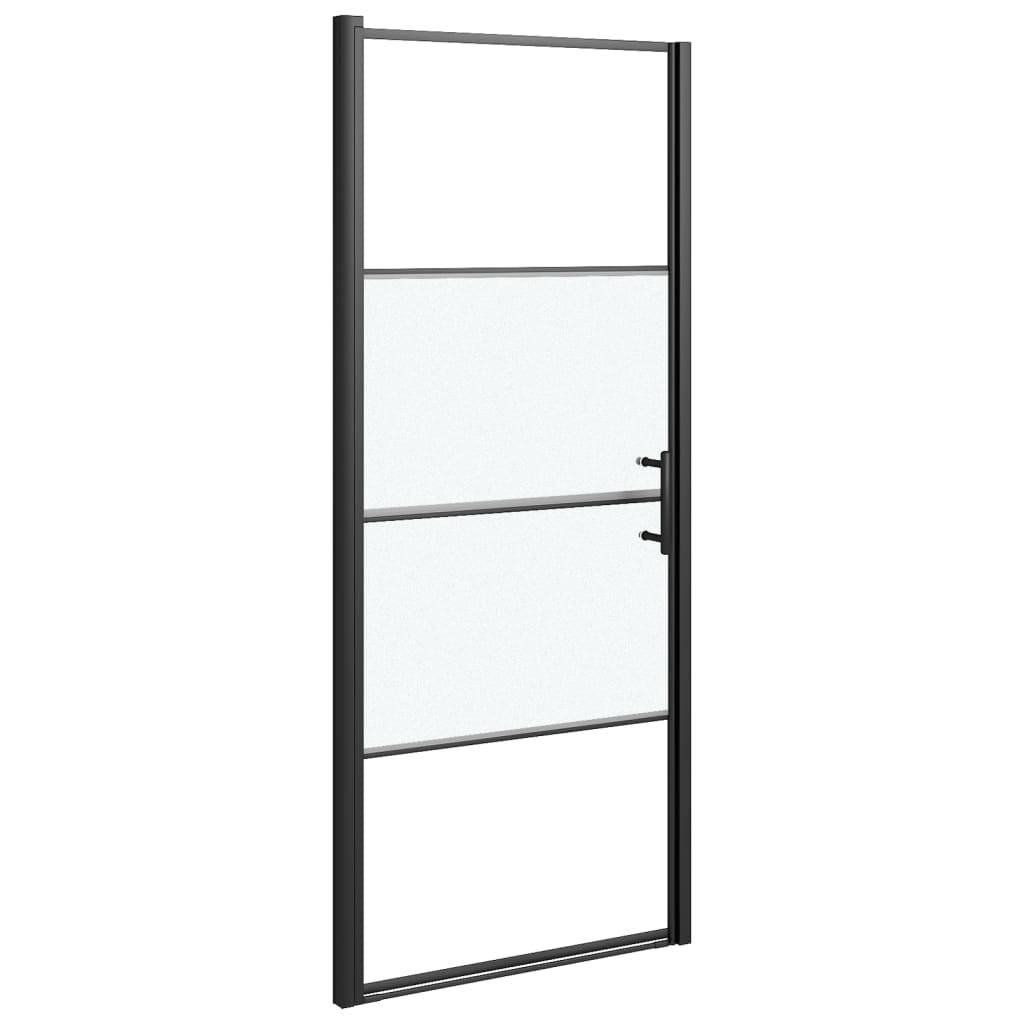 vidaXL - Douchedeur - halfmat - 81x195 - cm - gehard - glas - zwart