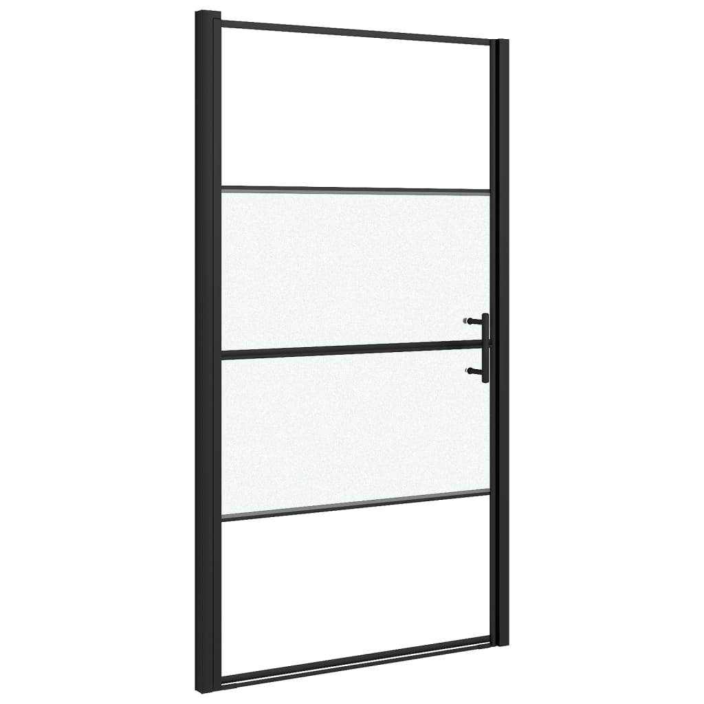 vidaXL - Douchedeur - halfmat - 100x178 - cm - gehard - glas - zwart