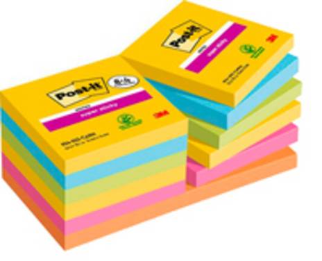 Post-it 4064035065645  Post-it Super Sticky -   Notes Carnival, 90 vel, ft 76 x 76 mm, 8 + 4 GRATIS