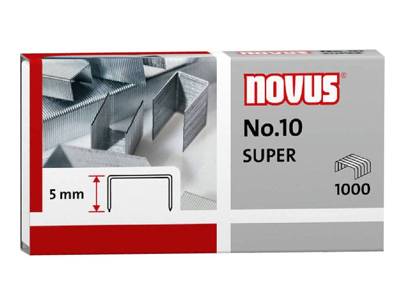Novus Dahle Novus No.10 SUPER - Pak nietjes - 5 mm - Bevestigen - 1000 nietjes - Roestvrijstaal - 20 vel
