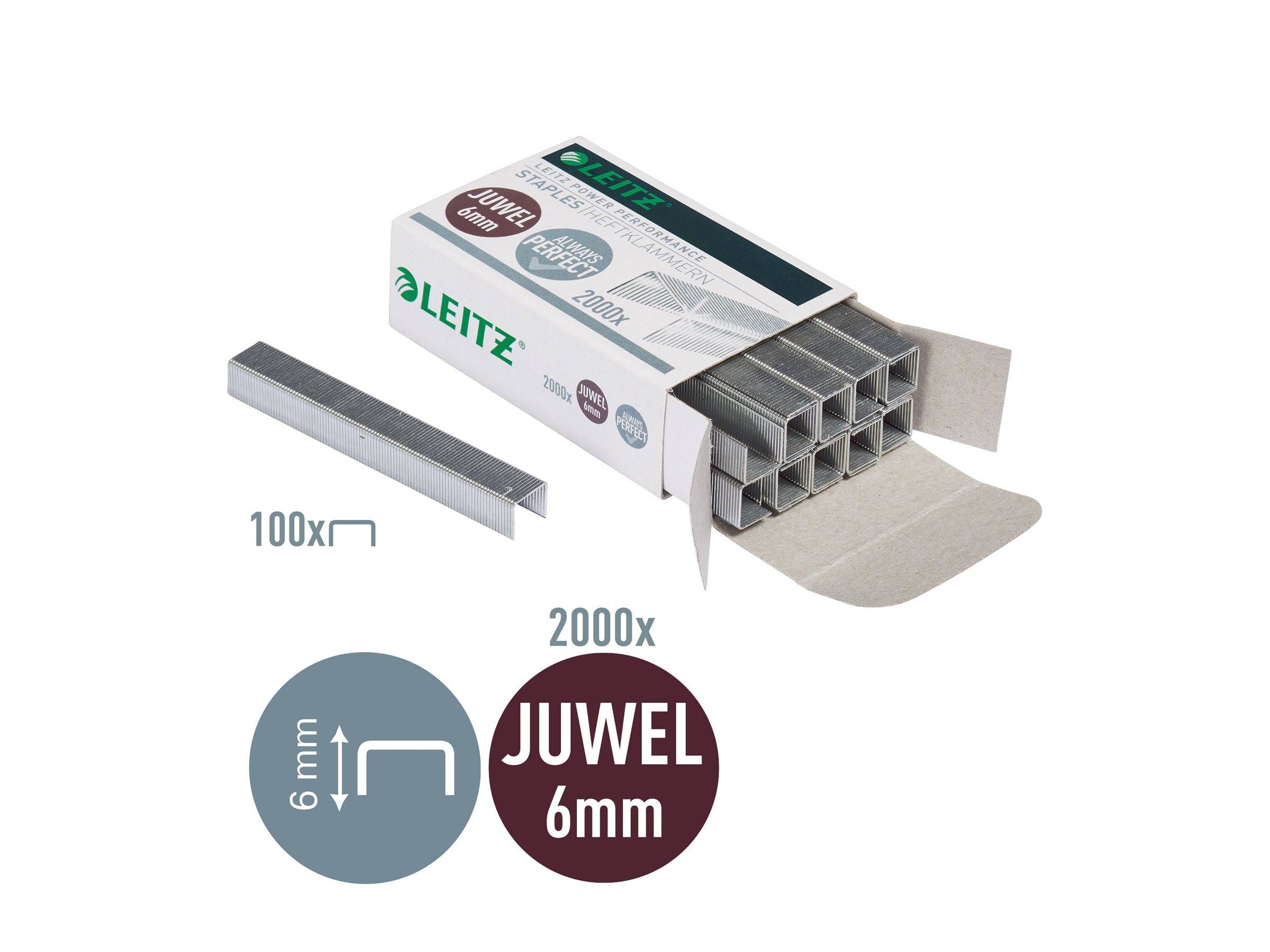 Esselte Leitz JUWEL - Pak nietjes - 6 mm - 2000 nietjes - Gegalvaniseerd staal - Zilver - 30 vel-0