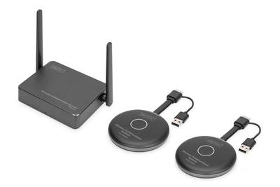 DIGITUS Wireless Collaboration System - 2 Transmitters + 1 Receiver - Wireless Video-/Audio-Erweiterung - 802.11a, 802.-1