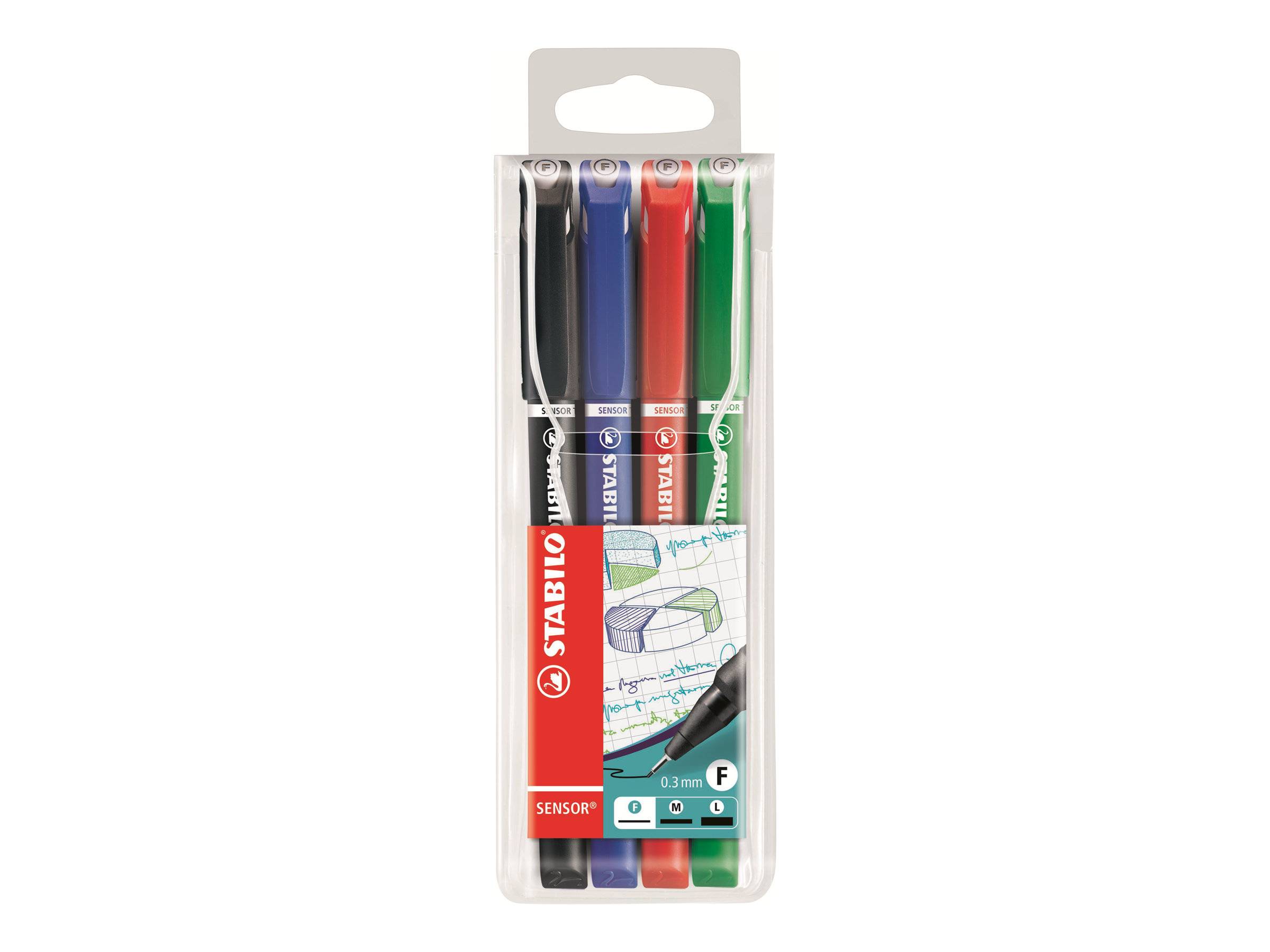 Stabilo sensor - fineliner 0.3 mm - set met 4 stuks 40063811090864006381109086