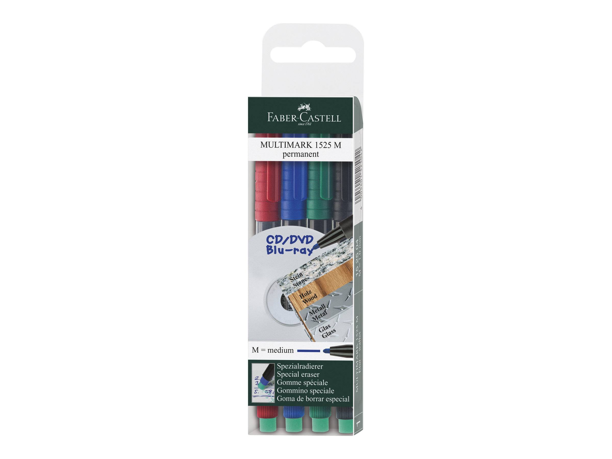 FABER-CASTELL 152504 - Zwart - Blauw - Goud - Rood - Multi kleuren - Kunststof - Polypropyleen (PP) - 1 mm - 4 stuk(s)