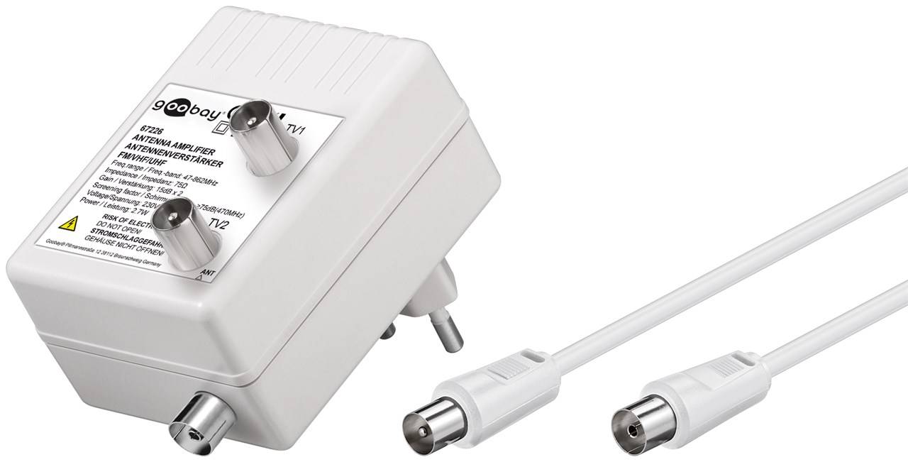 Goobay CAI antenneversterker | 2 uitgangen | 2x 15 dB-4