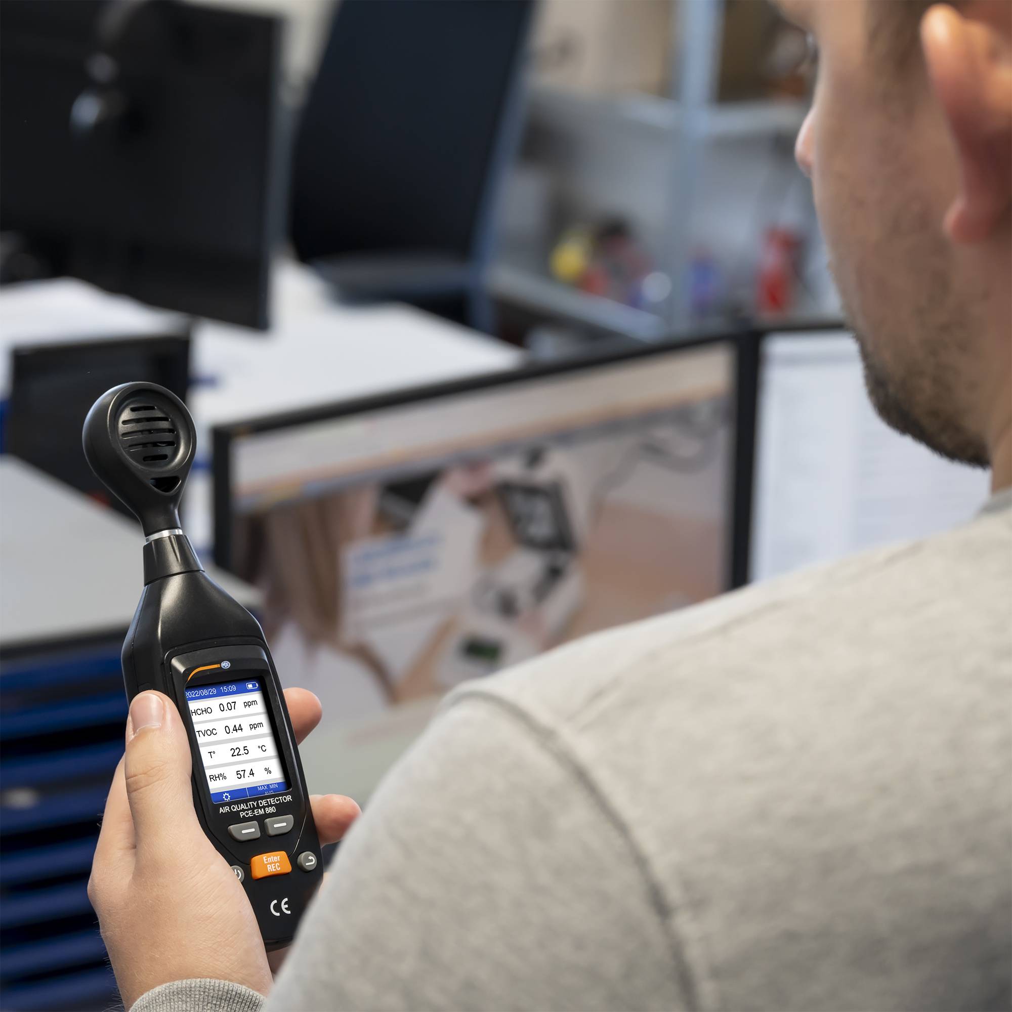 PCE Instruments Luchtkwaliteitsmeter Luchtvochtigheid, Temperatuur, VOS, Fijnstof Met USB-interface, Met temperatuurmeti-5