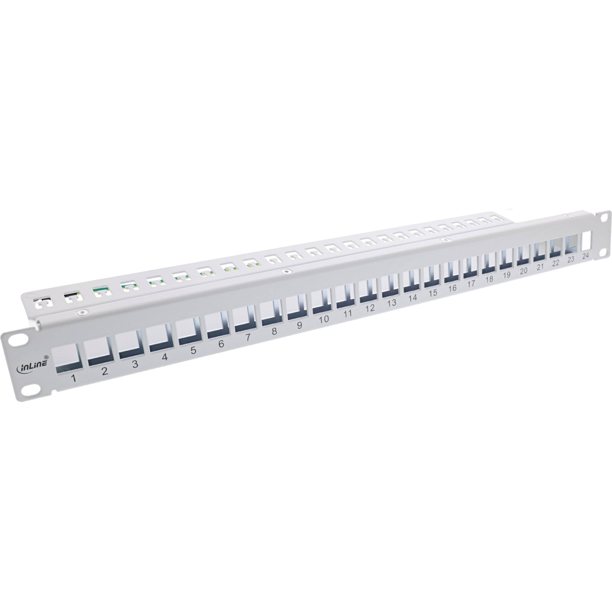 InLine® patchpaneel 24-voudig, Keystone leeg patchpaneel, 19", 1U, lichtgrijs-0