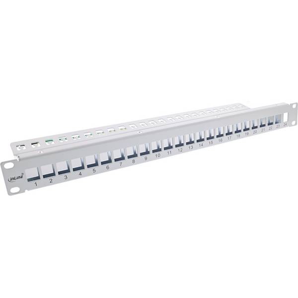 InLine® patchpaneel 24-voudig, Keystone leeg patchpaneel, 19", 1U, lichtgrijs